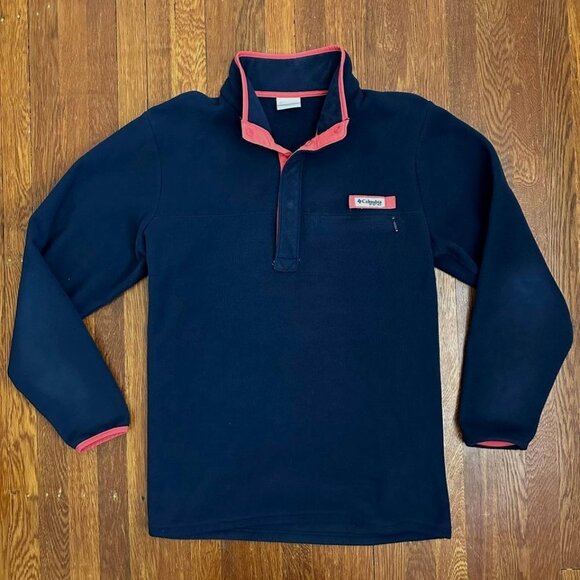 Columbia PFG Sweatshirt Mens Medium Navy Blue 1/4 Snap Pullover Mock Nec… - Picture 4 of 10